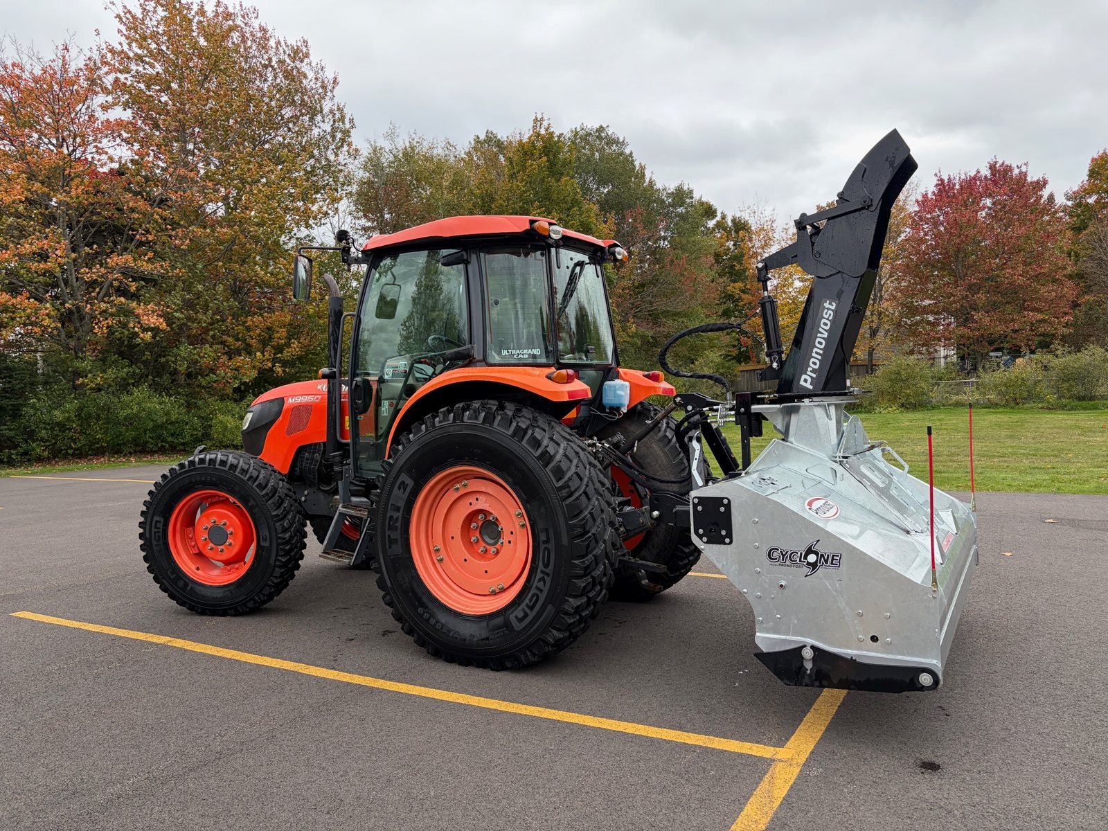 Kubota M9960 with the new Pronovost Cyclone inverted snowblower